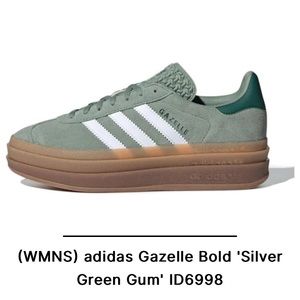 NWT adidas Gazelle Bold “Silver Green Gum” Size 8.5